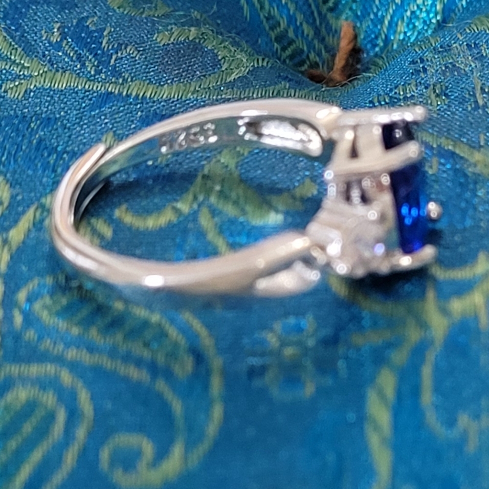S925 Dark Blue & White Zircon  Ring - Picture 7 of 8